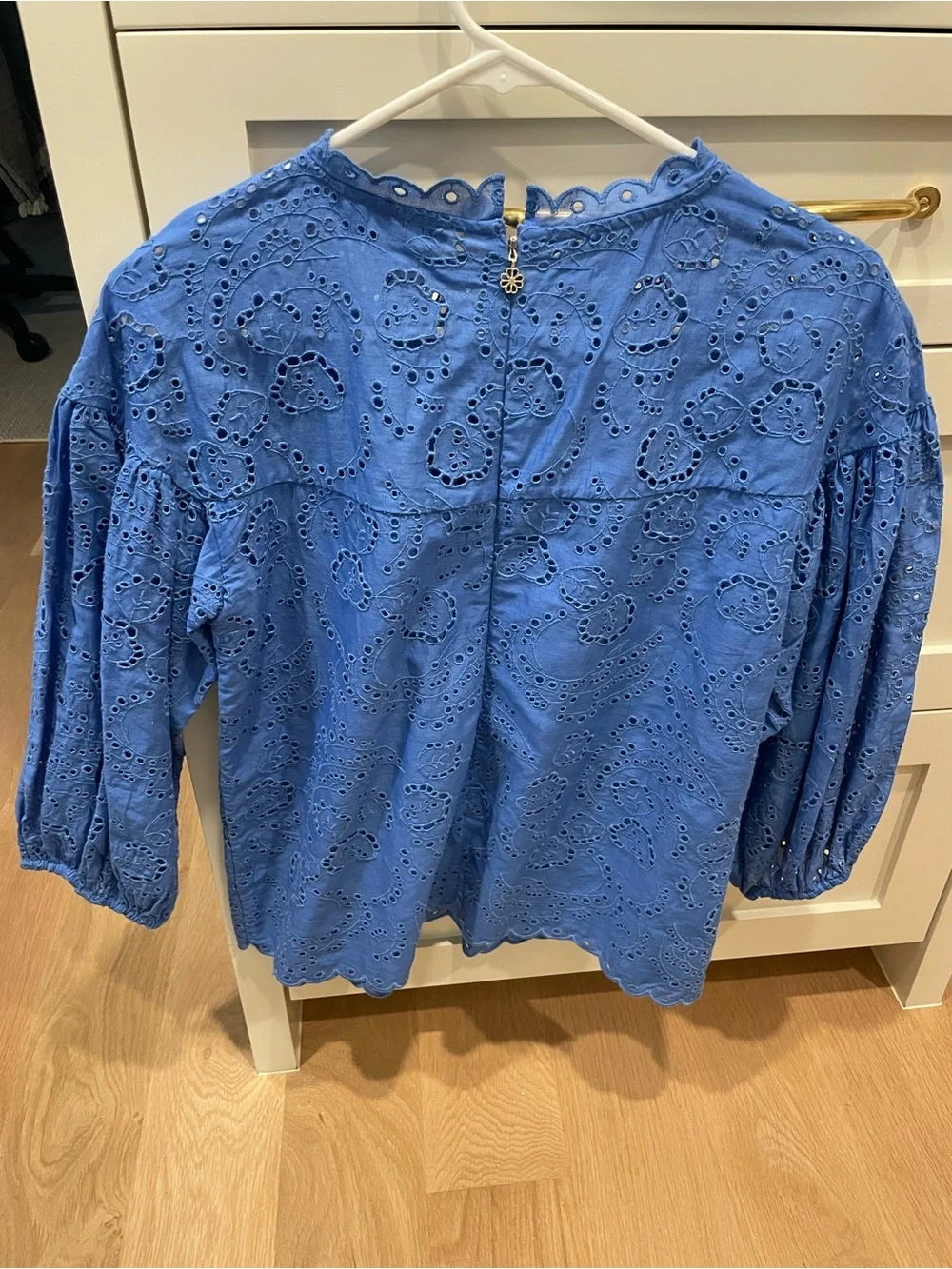 kate spade Blue Eyelet Lace Puff Sleeve Blouse